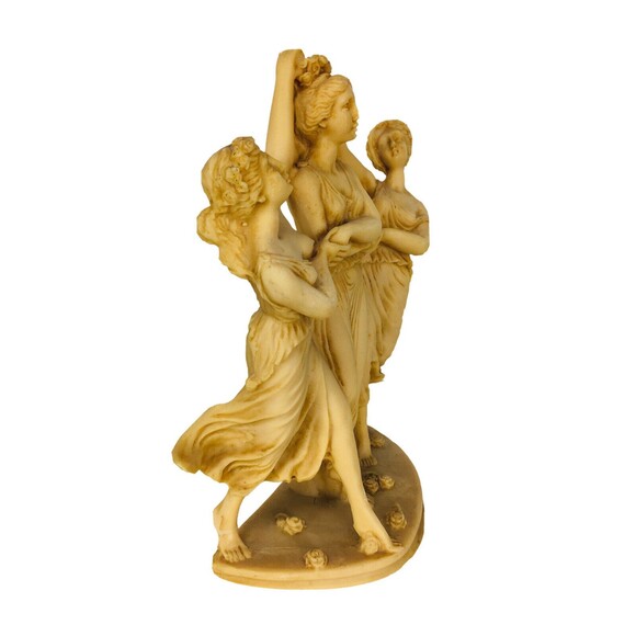 Vintage Three Dancing Muses Alfonso Lucchesi Alabaster Graces Ladies Sculpture - Picture 4 of 8